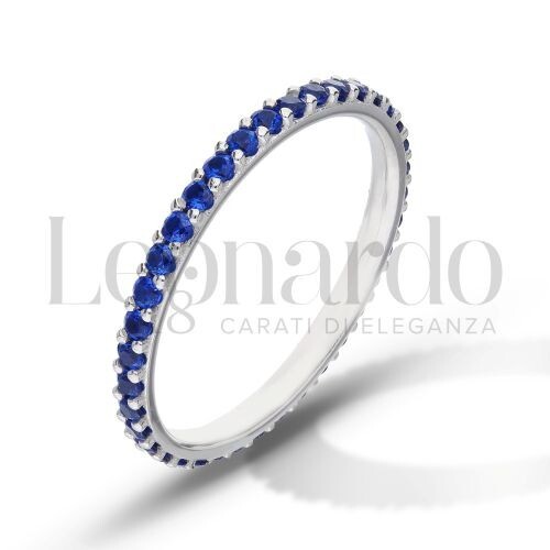 Anello veretta zirconi blu - , oro