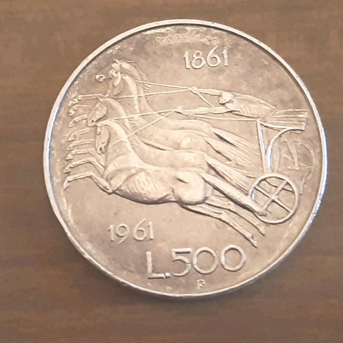 Moneta argento 500 lire bighe - moneta,