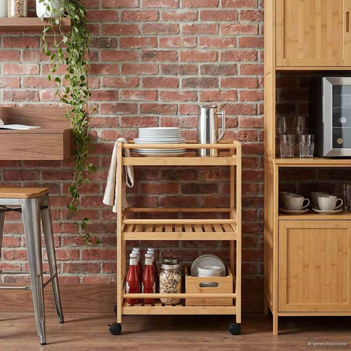 Carrello cucina bambù - carrello,
