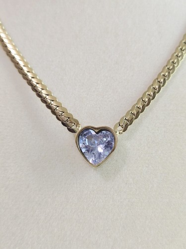 Collana cuore zirconi - , oro