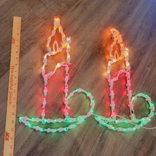 (2) Joybrite Vintage 18" Candela Accesa Sagoma Natalizia Porta Finestra Prato Parete 