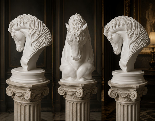 Statua busto testa cavallo - busto,