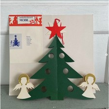 Carta da tavola decorazione albero di Natale norvegese vintage stock NOS