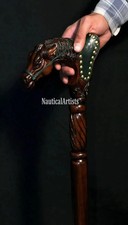 Gentiluomo Bastone da Passeggio di Legno Cavallo Testa Manico Nautico