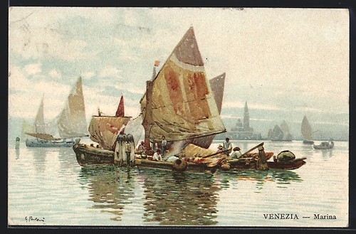 Cartolina artista venezia - cartolina,