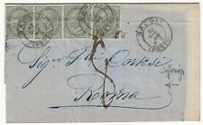 Regno d'Italia - Striscia 5 c. De La Rue Londra 1863 con annullo Napoli Porto