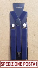 BRETELLE BRETELLA BLU SCURO UOMO DONNA ADULTO REGOLABILI ELASTICIZZATE 2,5cm
