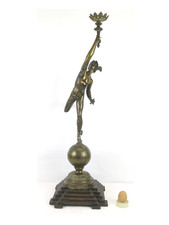 STATUA IN BRONZO DI MERCURIO ALATO VINTAGE CABLABILE PER FARNE UNA LAMPADA SR2