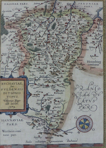 Mappa incisione rame fulda - incisione,