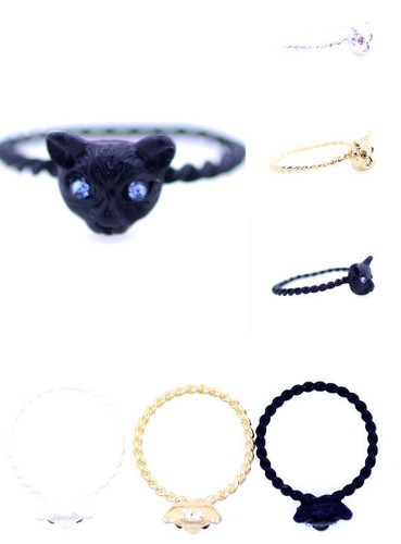 Anello gattino gatto - , nero