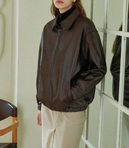 Bomber donna marrone pelle