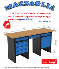SPIN BANCO DA LAVORO 6 CASSETTI  1 SPORTELLO TOP IN LEGNO GOMMATO art.05.088.160