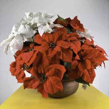 vaso in metallo con composizione natalizia stelle di natale