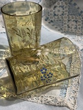 Coppia di antichi bicchieri vetro soffiato Souvenir -primi '900