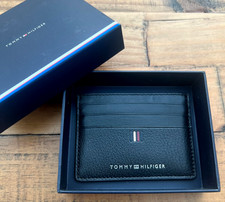 TOMMY Hilfiger Portafoglio Uomo Pelle Porta Carte Monete CC Nero Viaggio Soldi REGALO