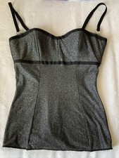 Canotta corsetto nero lamé con coppe interne leggera imbottitura