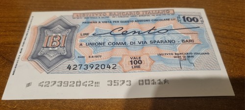 Miniassegni 100 lire ibi bari - 100,