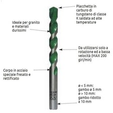 Punta elicoidale per trapano STELLA BIANCA 12mmx120mm fai da te granito