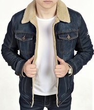 Cappotto jeans uomo pile