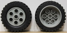 Lego: Articolo 2695 - Wheel 30mm X 13mm Light Gray + 2696 - Tire 13 X 24 (Ottimo
