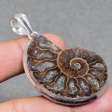 Ciondolo gioiello etnico fatto a mano con pietra preziosa ammonite 2,50" SR 1430