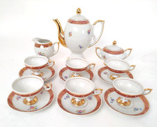 Servizio da Caffè porcellana decoro fiori rosso oro CF ceramica Faenza (?)-61Z