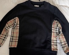 Felpa Burberry Nolan bambino in jersey di cotone con pannelli a quadri nuova con etichetta 6
