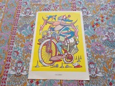 STAMPA POSTER MANIFESTO JACOVITTI IL CICLISMO ED.RICORDI 1966 cartoncino 24x34cm