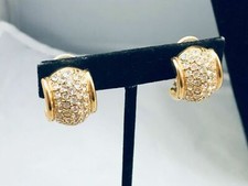 SALDI ORECCHINI VERO SWAROVSKI SWAN TONO ORO VINTAGE BIGIOTTERIA AMERICANA