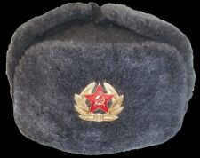Unisex Colbacco Grigio Sovietico Originale Esercito Russo Ushanka -Taglia 56(M)