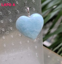 ► CUORE ACQUAMARINA CM 3.52 x 3.14 x 1.08 CIONDOLO ARGENTO 925   AQUAMARINE ◄