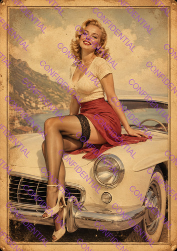 Poster pin ragazza auto - pin,