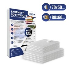 8 Buste Salvaspazio coperte piumoni  (4L+4XL) Sacchetti Sottovuoto Vestiti