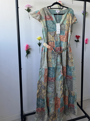 Vestido largo multicolor con