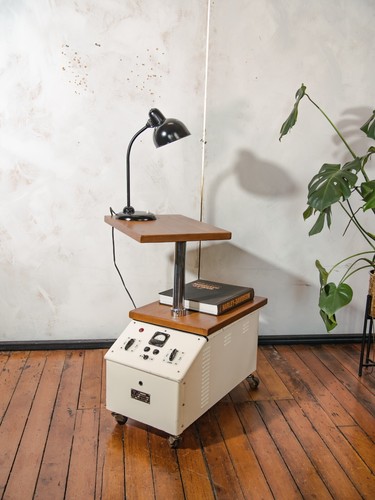 Industrial end table upcycled - industrial,