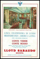 PUBBL.1929 LLOYD SABAUDO CONTE ROSSO APPARTAMENTO CAMERA CLASSE LUSSO GENOVA  