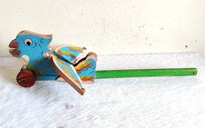 1920s Antico Fatto A Mano IN Legno Parrot Trazione Giocattolo Decorativi Bambini