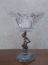 Alzata in cristallo alzatina vintage ballerina peltro soprammobile centrotavola 