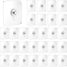 30 Pezzi Ganci Adesivi, Ganci per Tende Senza Bucare, Trasparente Ganci Adesivi 