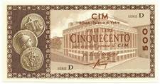500 LIRE CONSORZIO ITALIANO MANUFATTI CIM ROMA PALAZZO DI VETRO 1958 FDS-/FDS