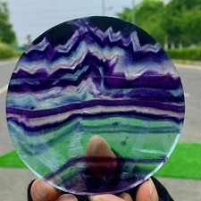 Disco minerale cristallo fluorite trasparente arcobaleno naturale 187G campione guarigione