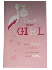 Biglietto Auguri Nascita Bimba Una Bellissima Cicogna Design Nuovo Bimbo Moderno