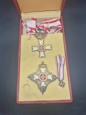 Set Sovrano Militare Ordine di Malta MEDAGLIE AG 925 D'EPOCA SCATOLA ORIGINALE