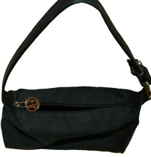 EMPORIO GIORGIO ARMANI BORSA TRACOLLA TESSUTO NERO FIBIA METALLO SCRITTA LUSSO