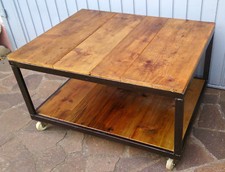 CARRELLO INDUSTRIALE ANNI 50 RESTAURATO - DA USARE COME MOBILE TAVOLINO PORTA TV