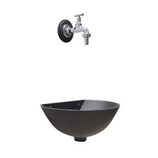 Fontana a muro 600 grigio ghisa con rubinetto cromato per casa e giardino