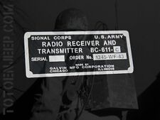 plate plaque plaquette radio BC611 C ALU jeep willys scr 536 gi us ww2 