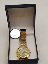 Orologio Da Polso Seiko Chronograph Al Quarzo Placato Oro Funzionante