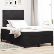 Letto a molle con materasso Nero 120 x 190 cm Tessuto