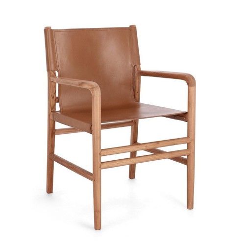 Poltrona etnica teak pelle - poltrona,
